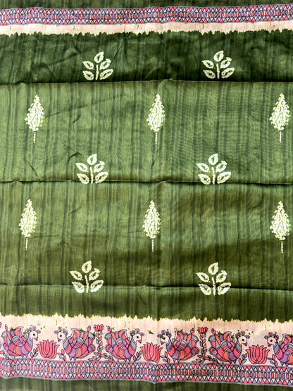 Tussar Silk Madhubani 104 - MAHENDI