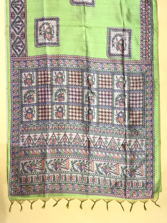Tussar Silk Madhubani 102 - PISTA