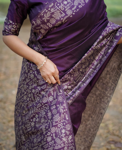 Handloom raw silk saree - WINE