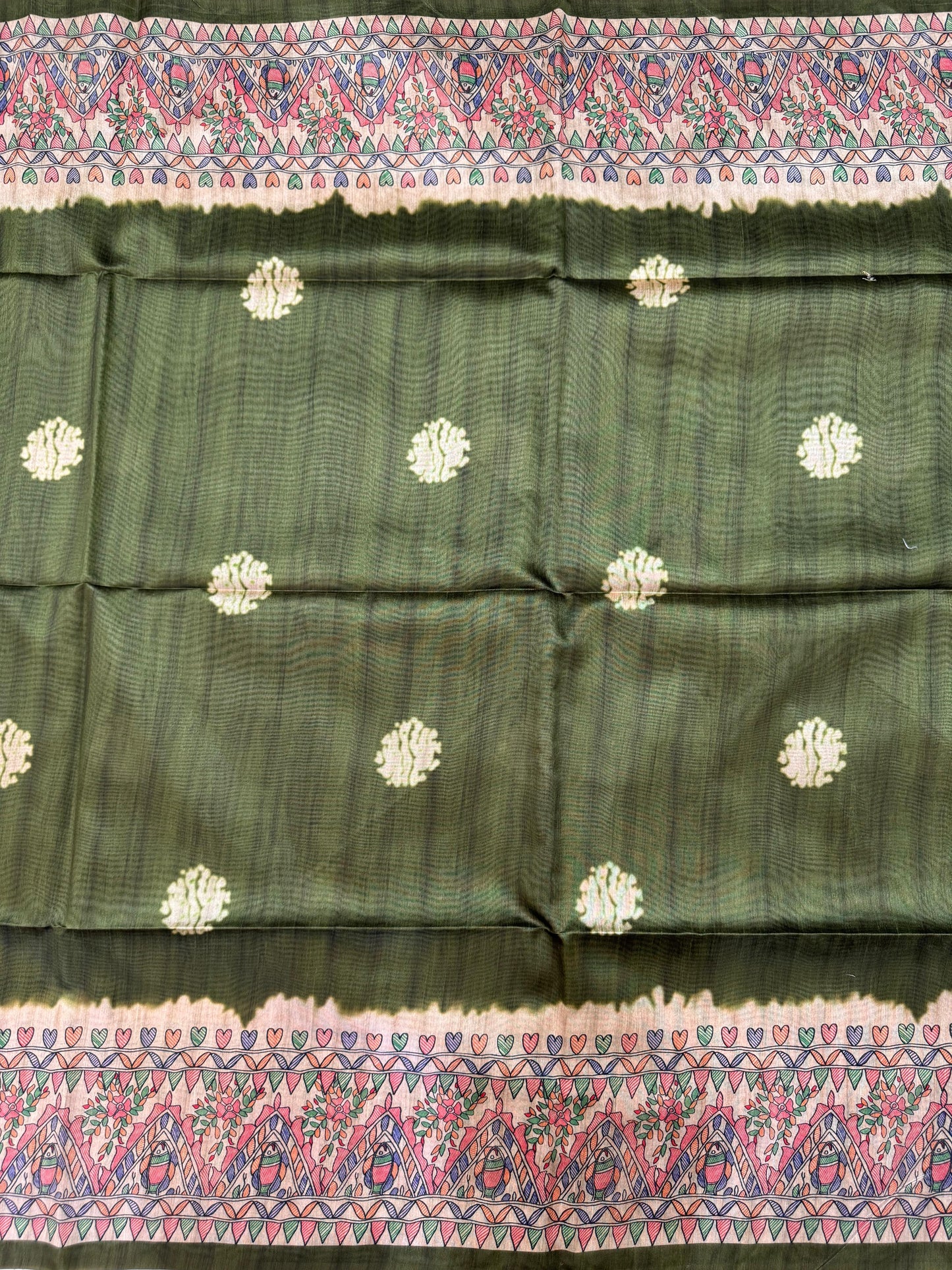 Tussar Silk Madhubani 101 - GREEN