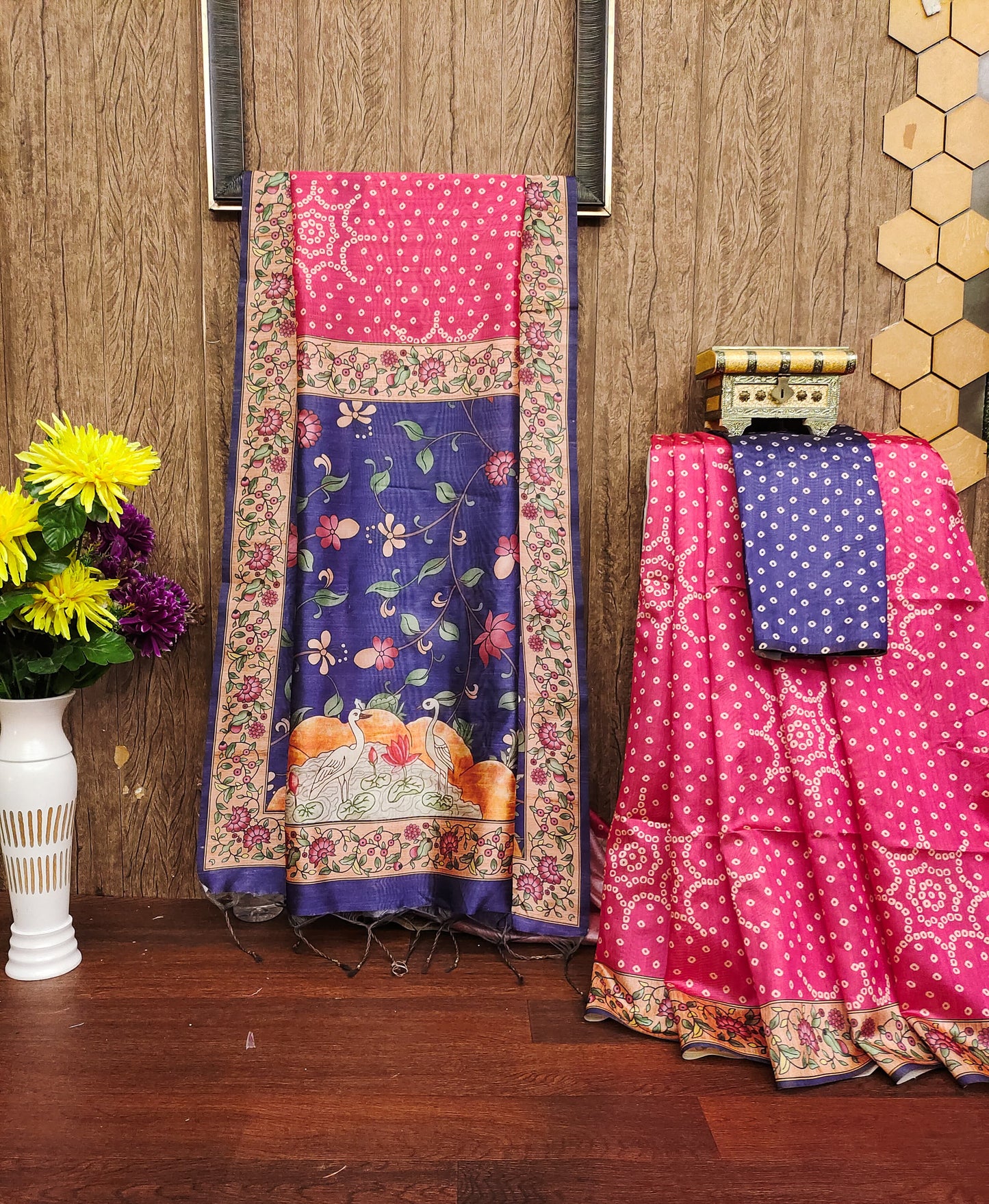 PINK - Tussar Silk Kalamkari Saree