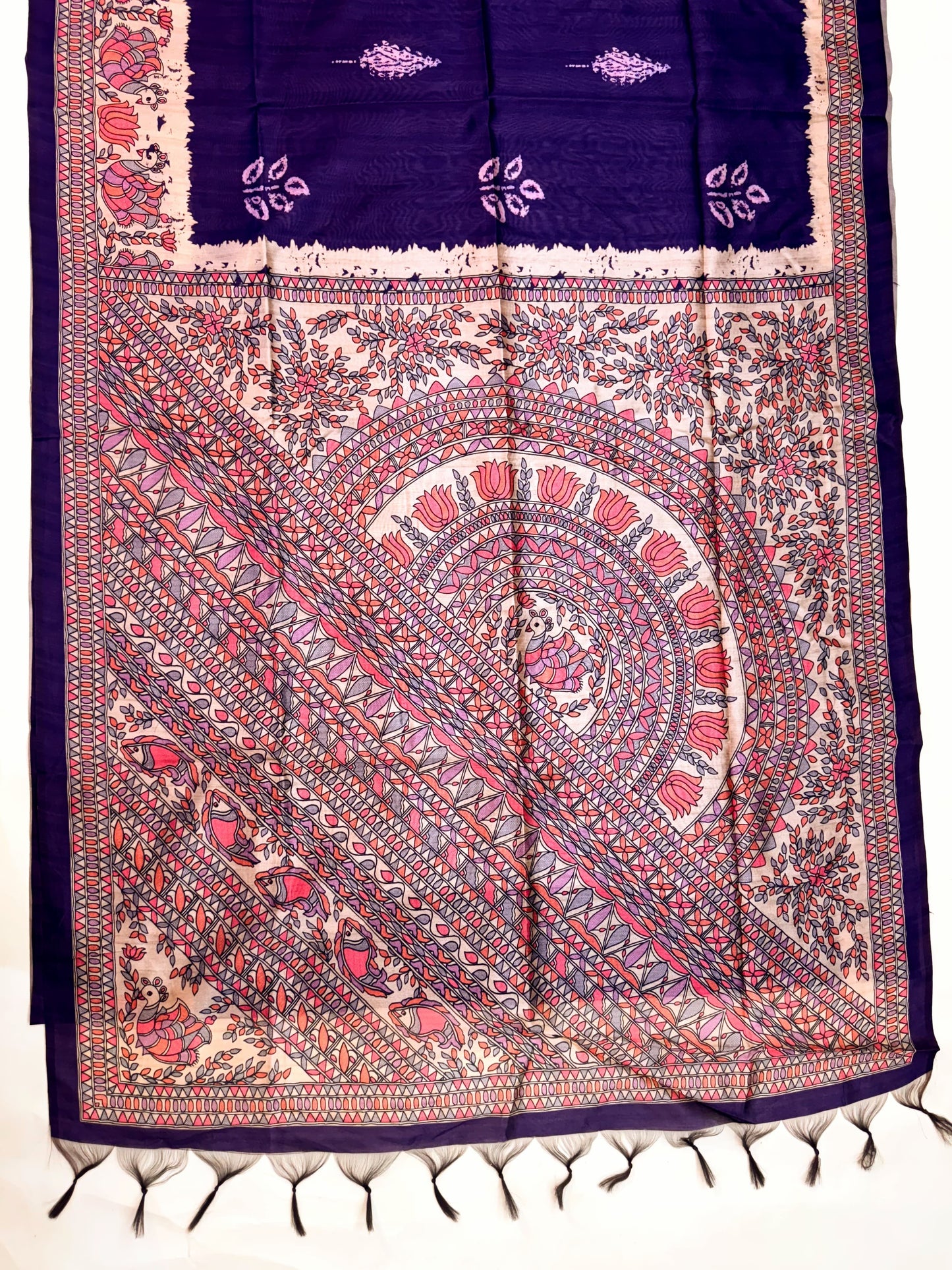 Tussar Silk Madhubani 104 - PURPLE