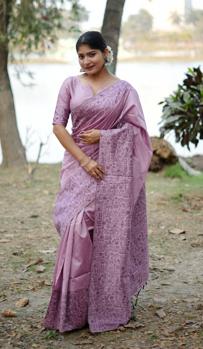 Handloom raw silk saree - BABY PINK