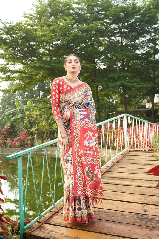 Soft Tussar Silk Saree with Patola Print