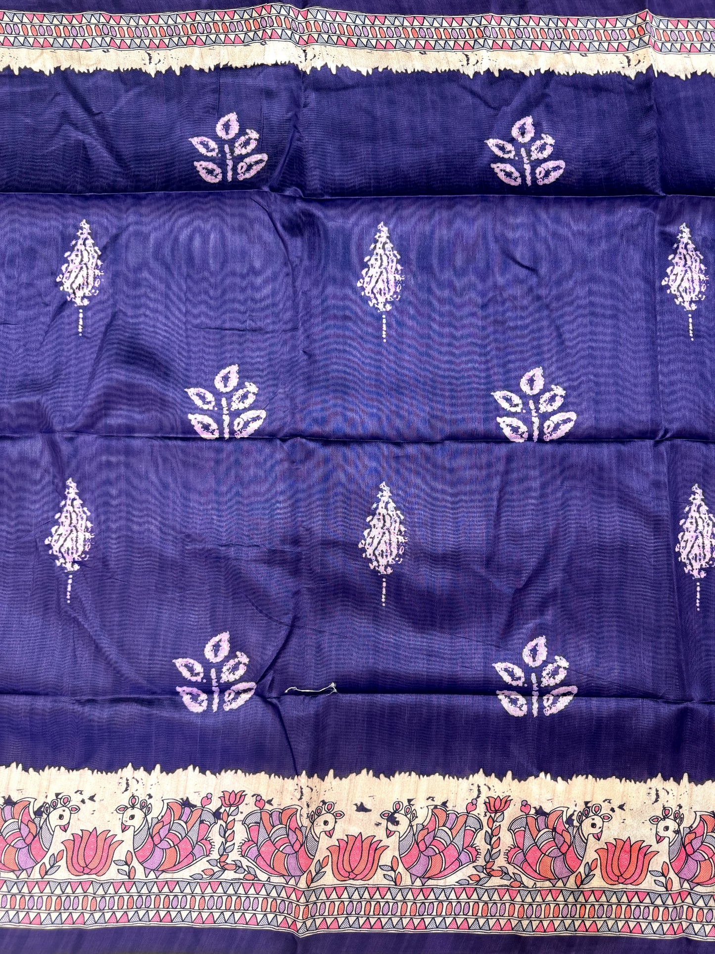 Tussar Silk Madhubani 104 - PURPLE