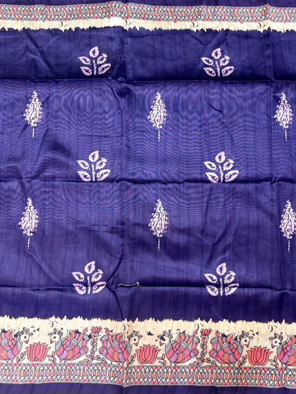 Tussar Silk Madhubani 104 - PURPLE