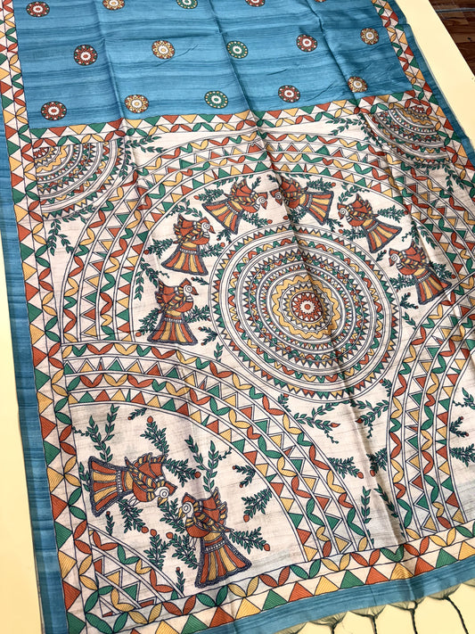 Tussar Silk Madhubani - FIROZI
