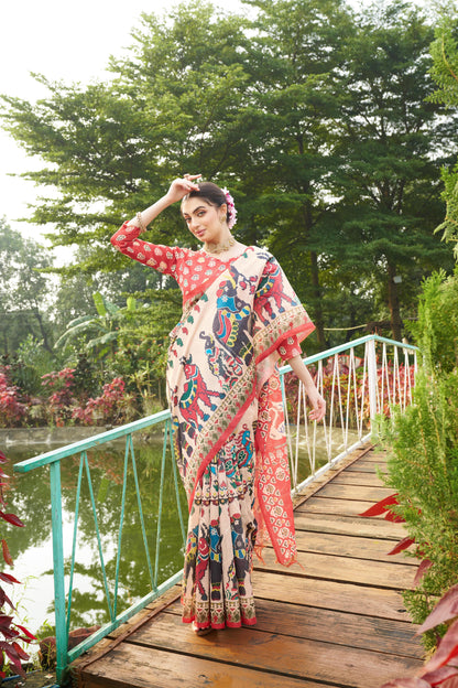 Soft Tussar Silk Saree with Patola Print