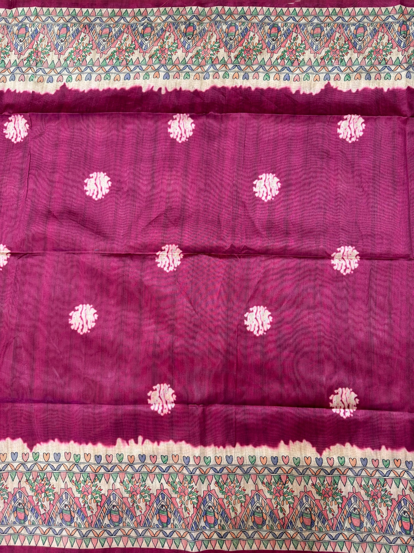 Tussar Silk Madhubani 101 - PINK