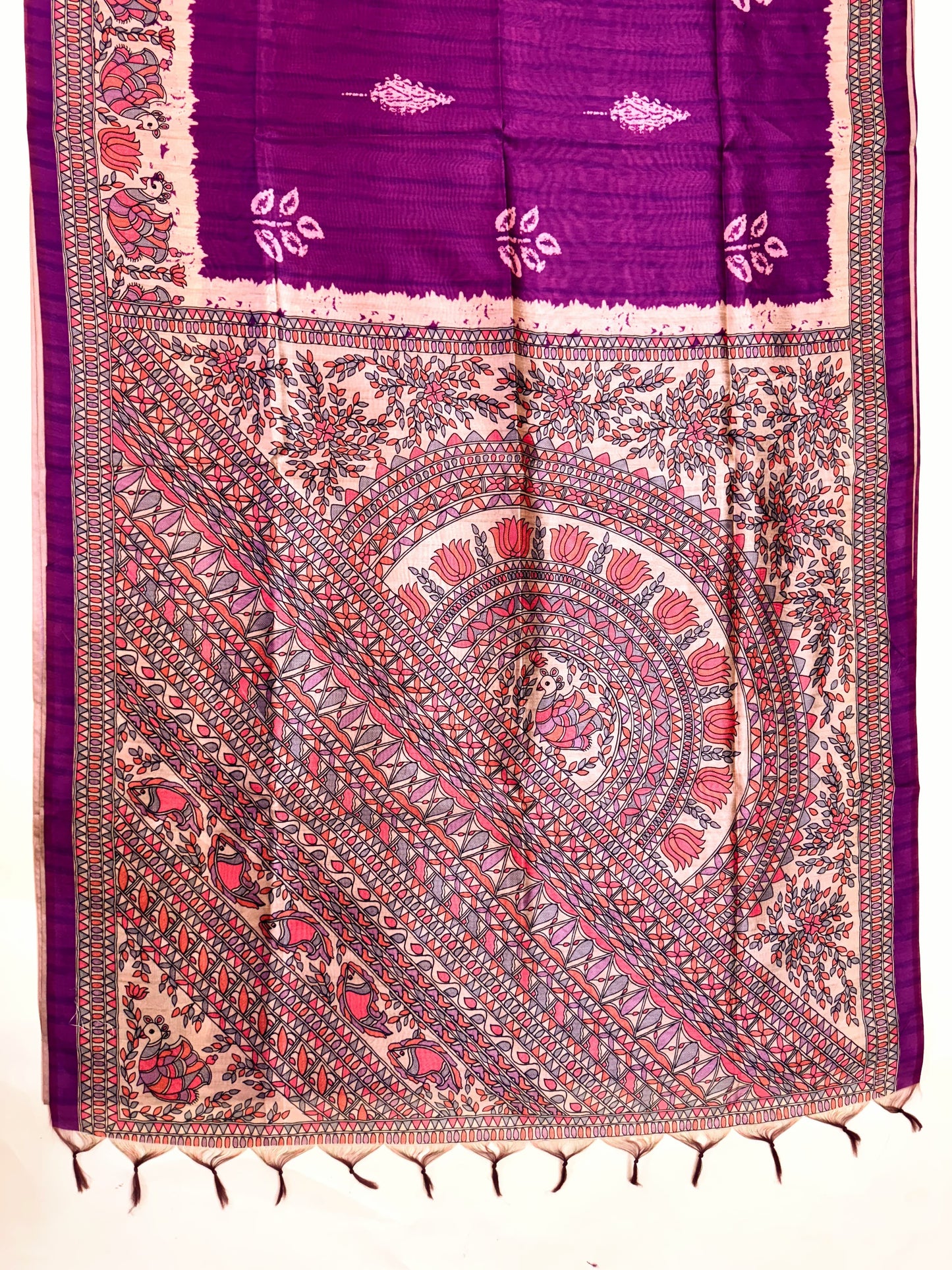 Tussar Silk Madhubani 104 - WINE