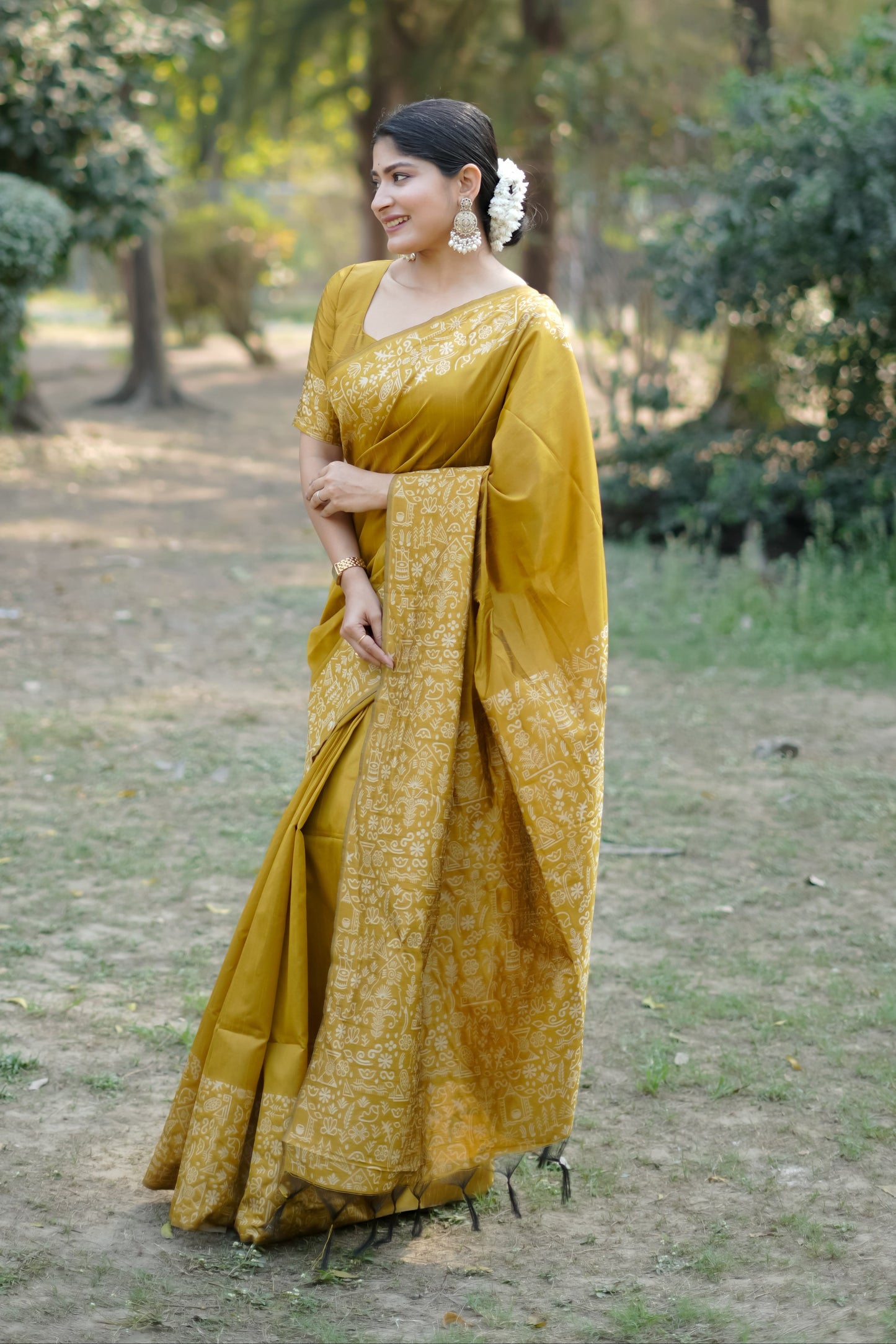 Handloom raw silk saree - YELLOW