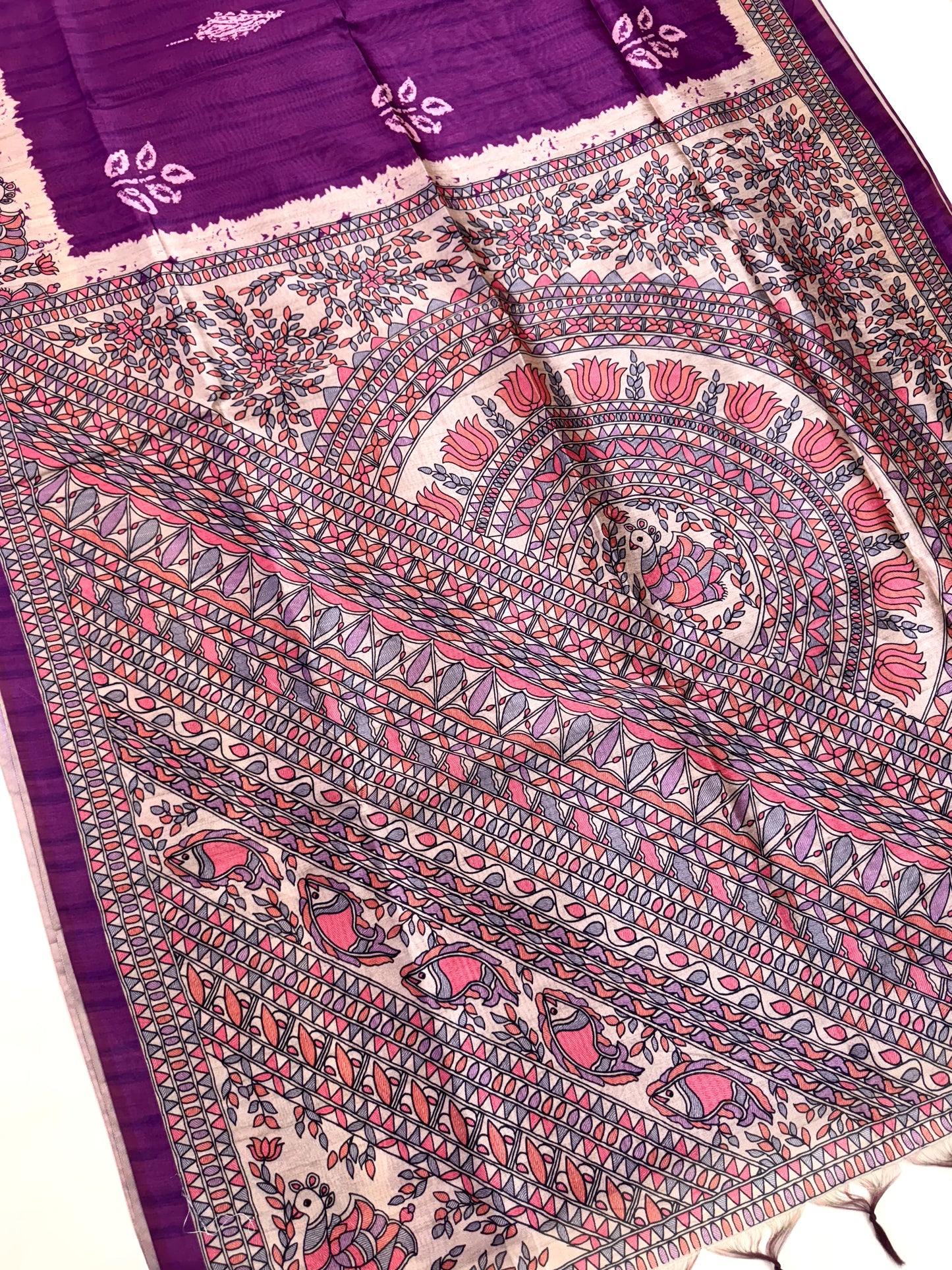Tussar Silk Madhubani 104 - WINE
