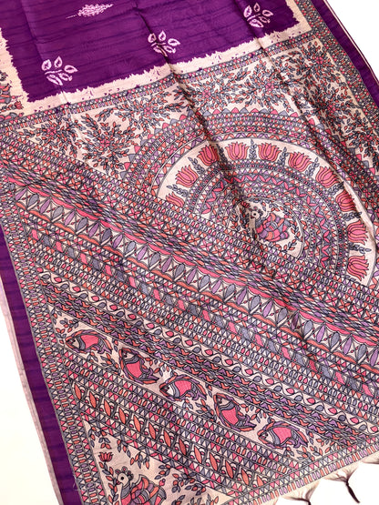 Tussar Silk Madhubani 104 - WINE