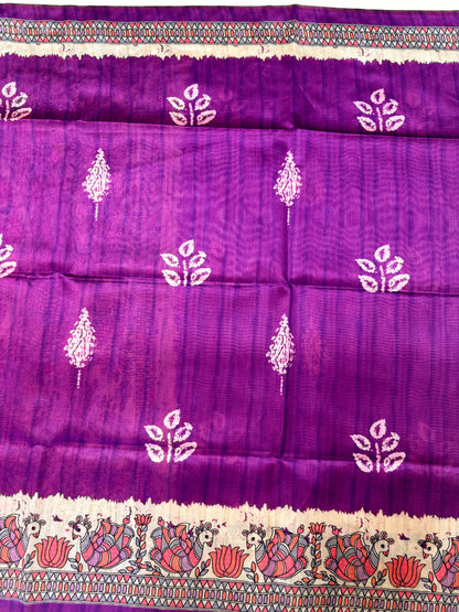 Tussar Silk Madhubani 104 - WINE