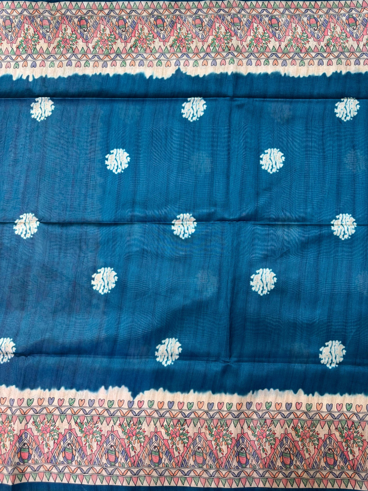 Tussar Silk Madhubani 101 - BLUE
