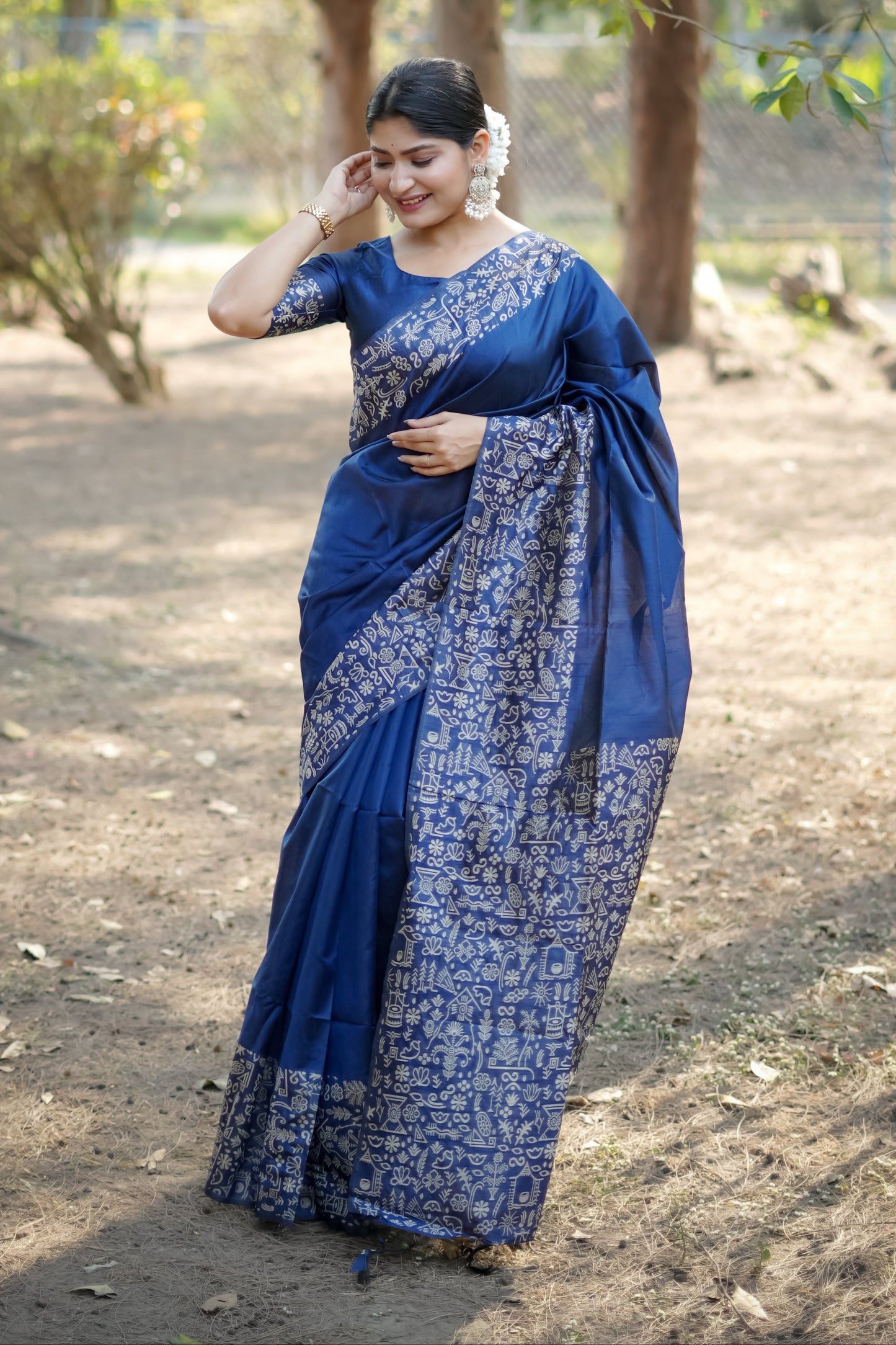 Handloom raw silk saree - BLUE