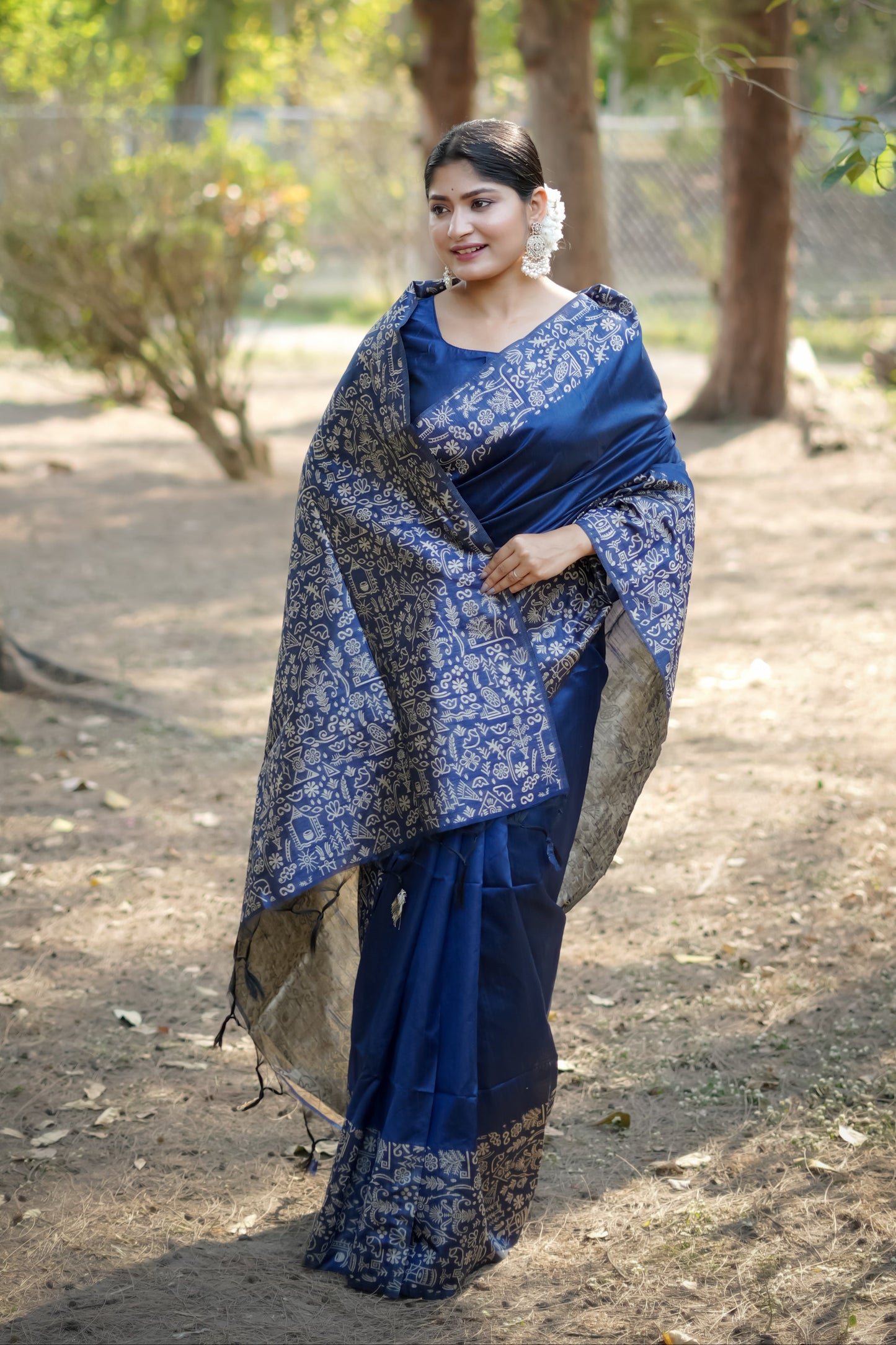 Handloom raw silk saree - BLUE