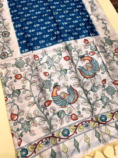 Tussar Silk Kalamkari Printed Pallu - FIROZI