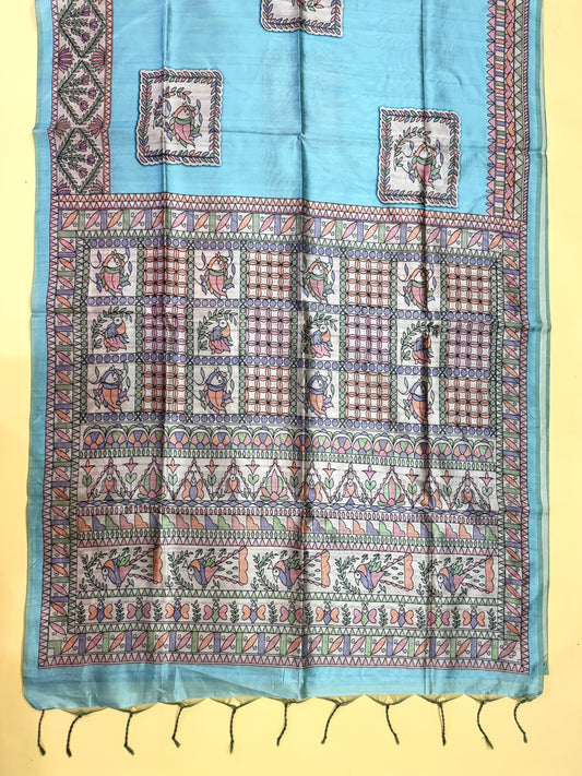 Tussar Silk Madhubani 102 - FIROZI