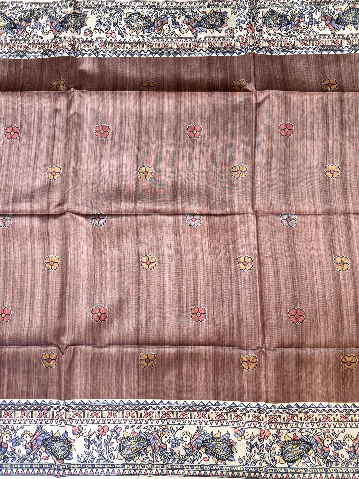 COFFEE - Tussar Silk Saree Madhubani Pallu