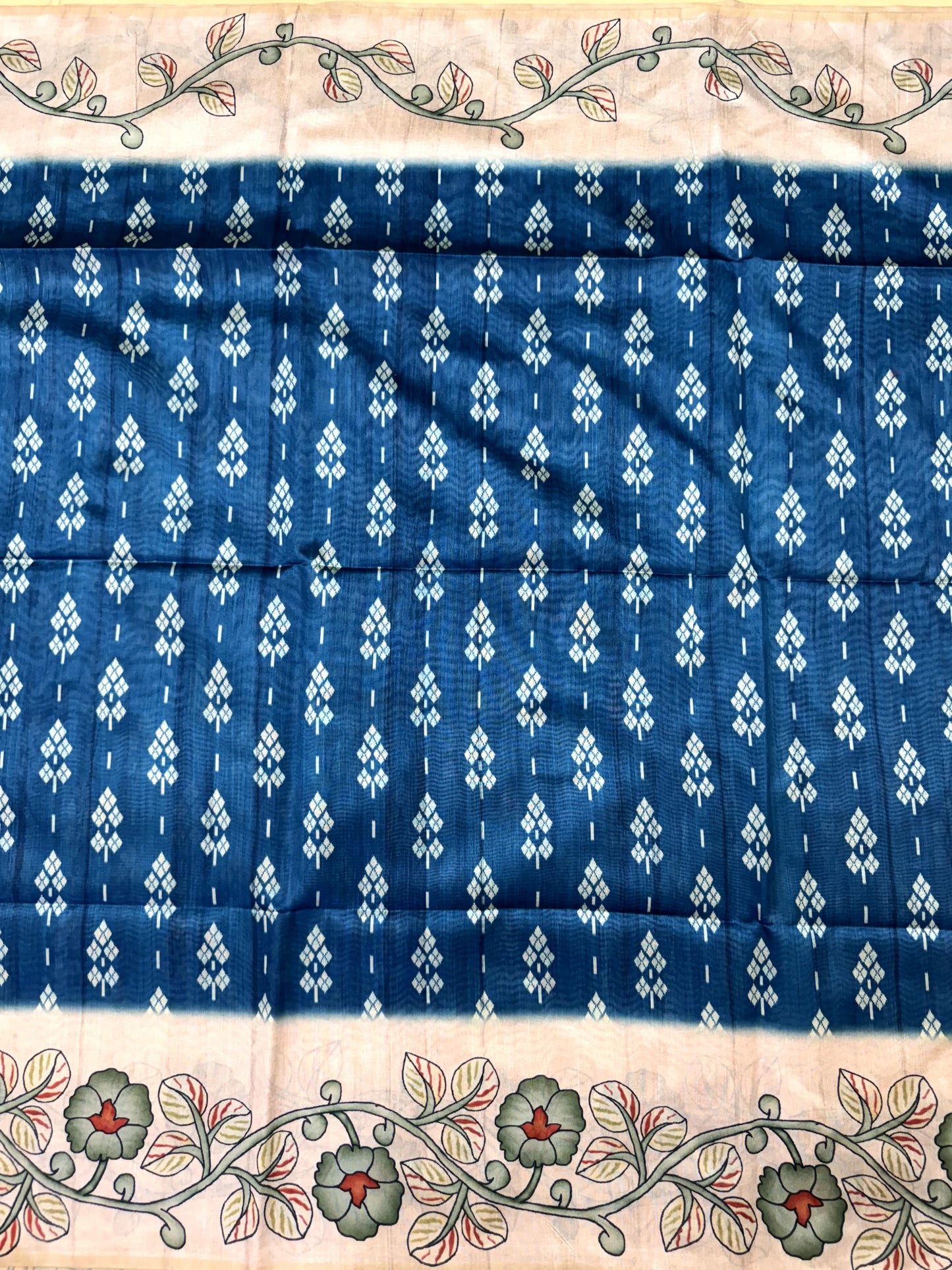 Tussar Silk Kalamkari Printed Pallu - FIROZI