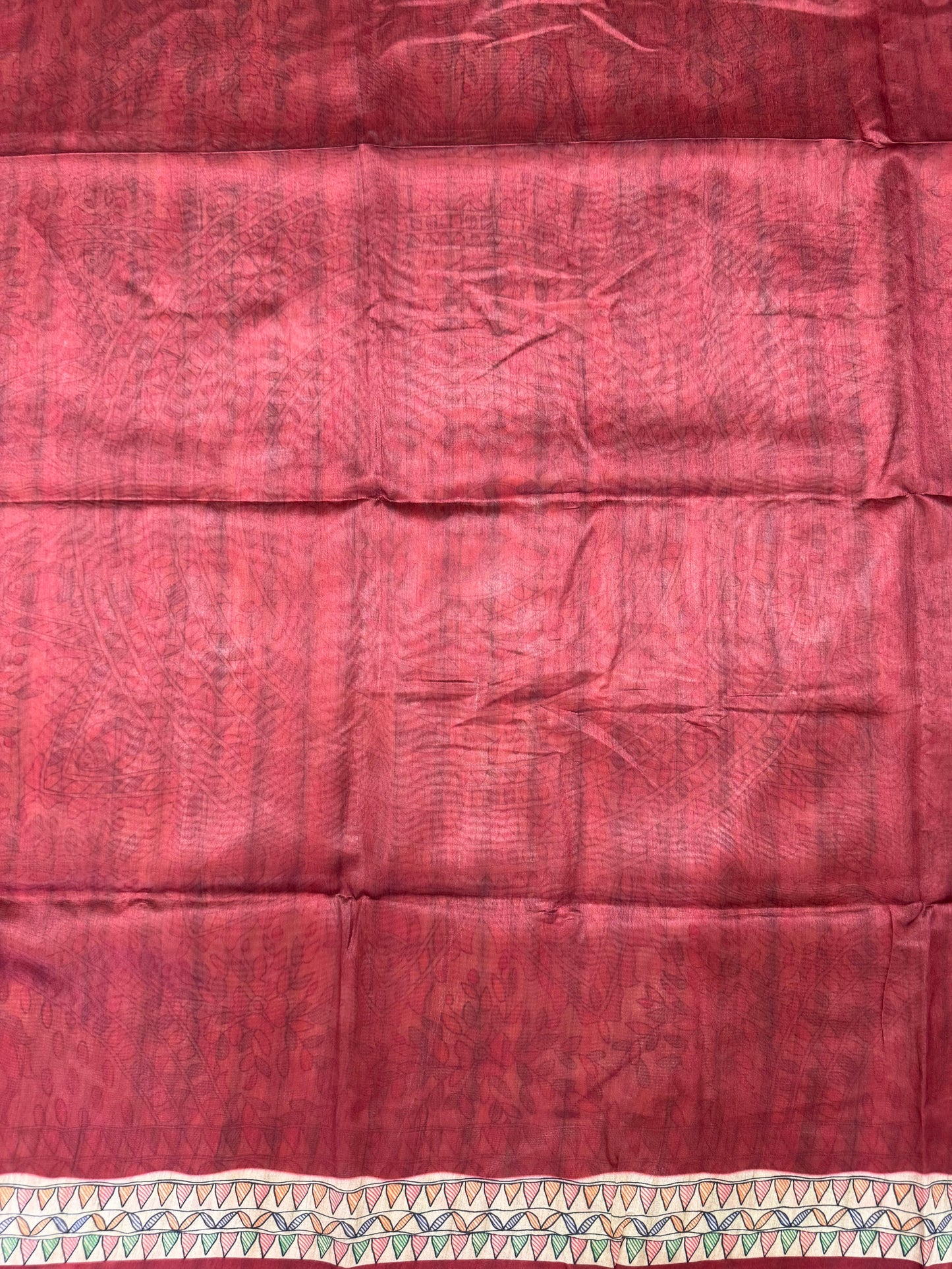Tussar Silk Madhubani 101 - MAROON