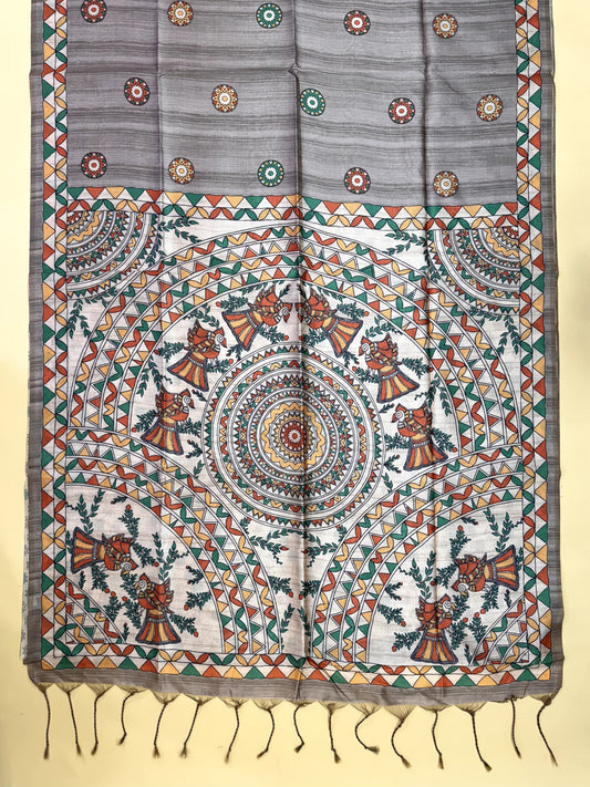Tussar Silk Madhubani - CHIKU