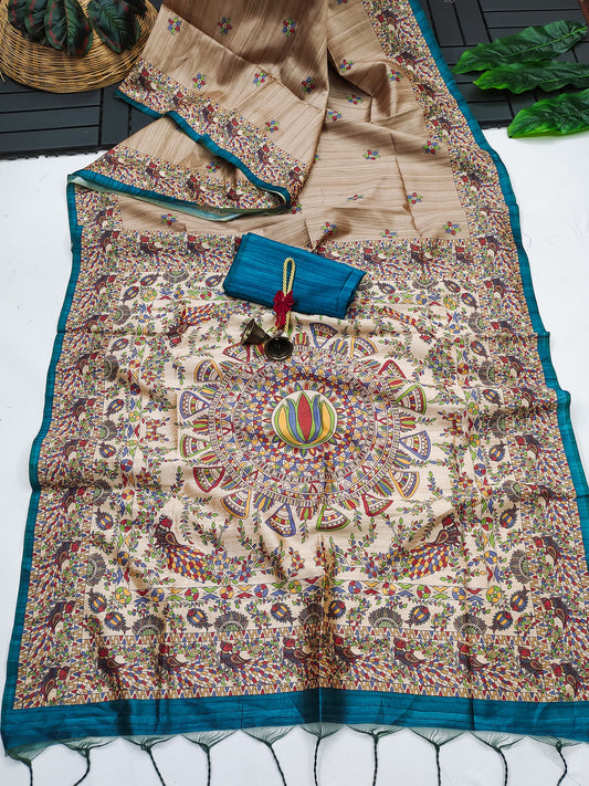 Tussar Silk Madhubani - CHIKU