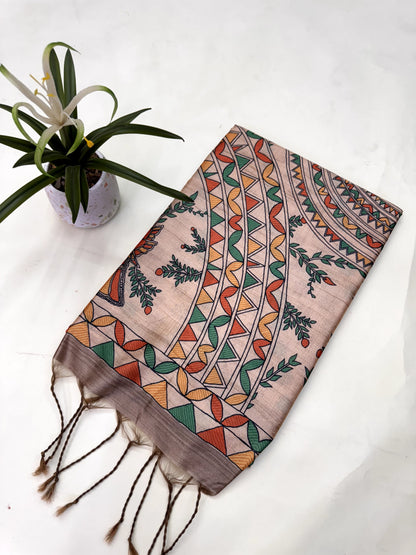 Tussar Silk Madhubani - CHIKU