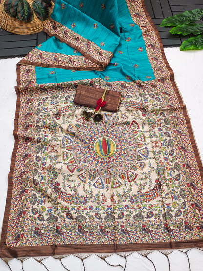 Tussar Silk Madhubani - FIROZI