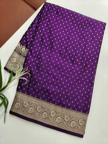 Regal Purple Banarasi Silk Saree-WINE