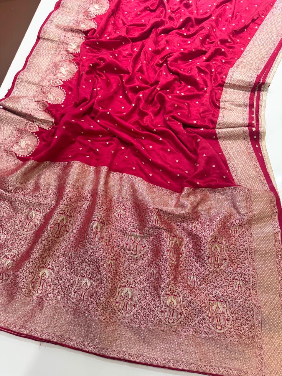 Classic Rani Pink Heritage Banarasi Silk Saree- RANI PINK