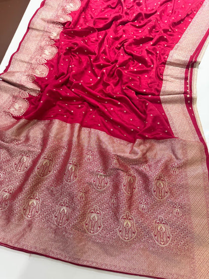 Classic Rani Pink Heritage Banarasi Silk Saree- RANI PINK