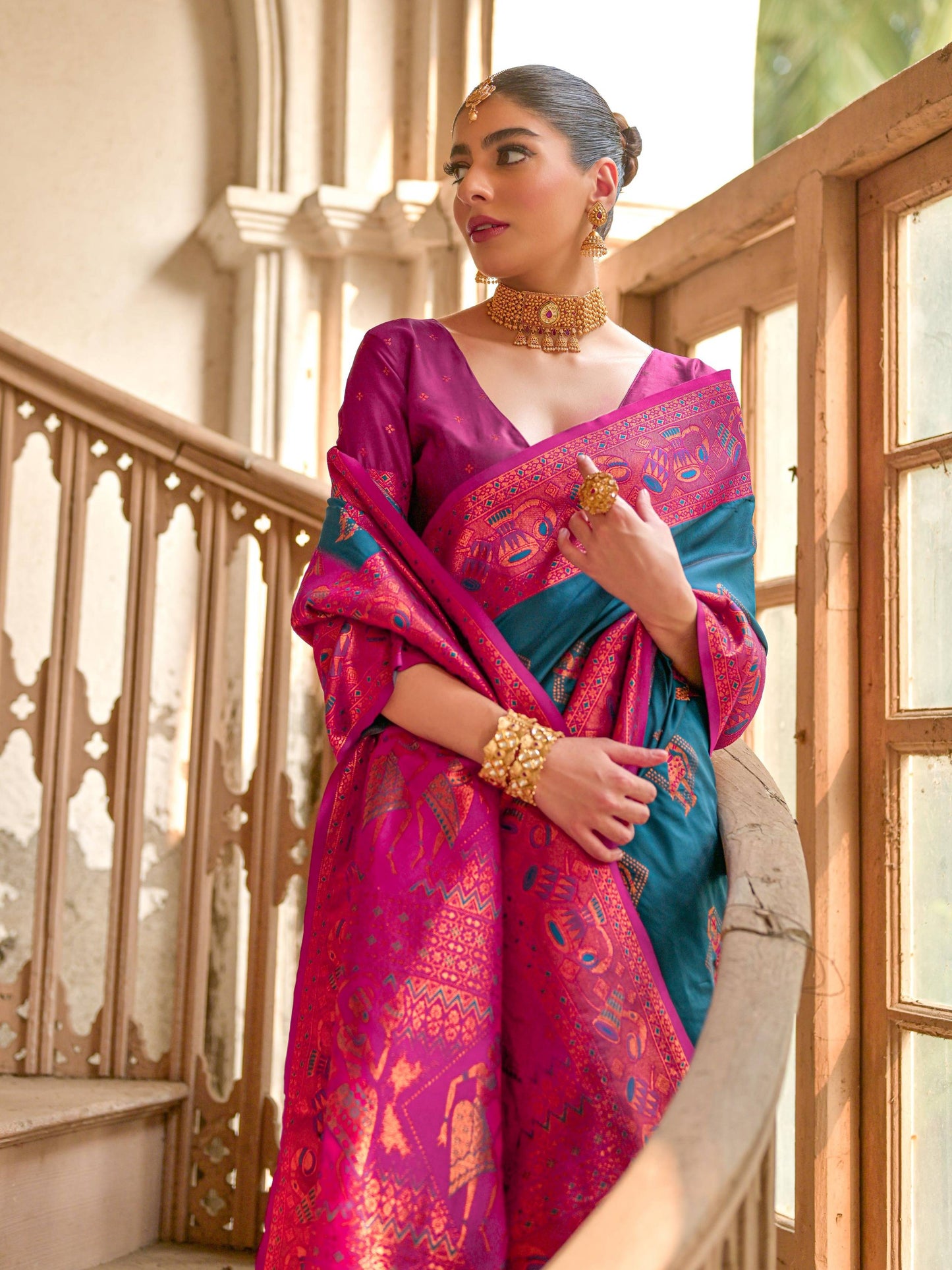 BLUE BANARASI SILK WOVEN SAREE