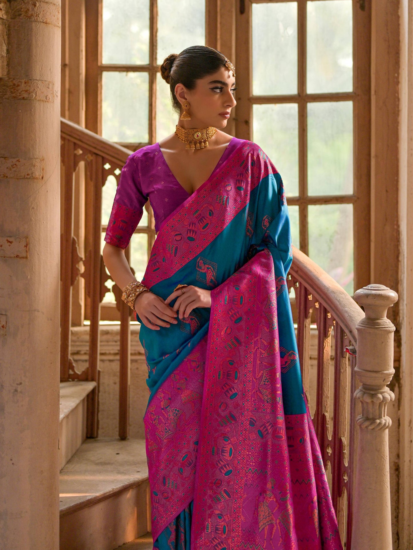 FIROZI BANARASI SILK WOVEN SAREE