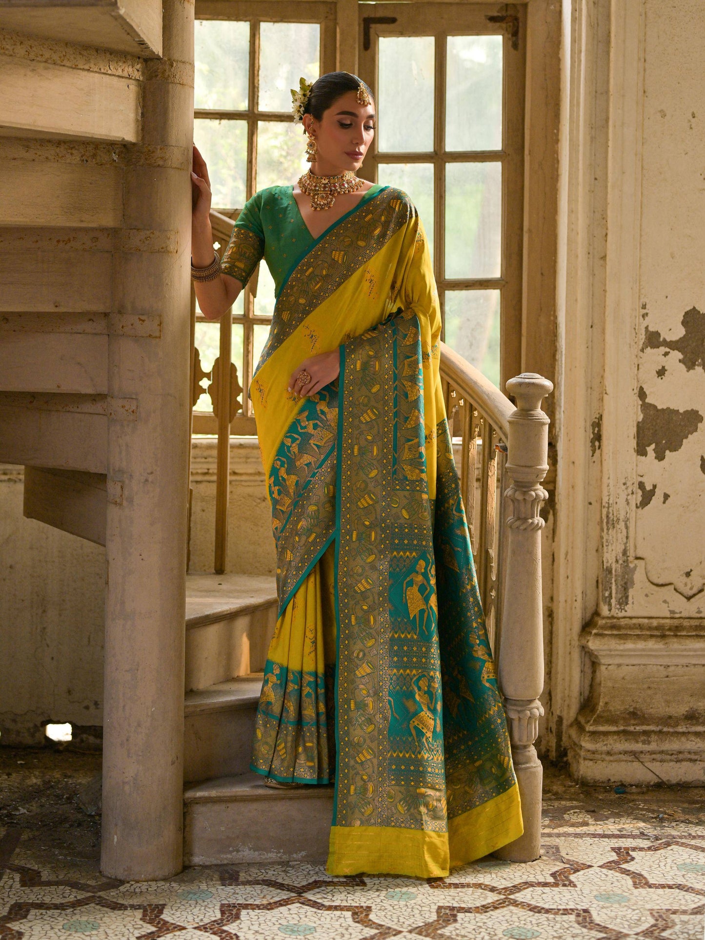 YELLOW BANARASI SILK WOVEN SAREE