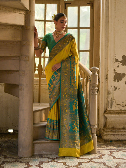 YELLOW BANARASI SILK WOVEN SAREE