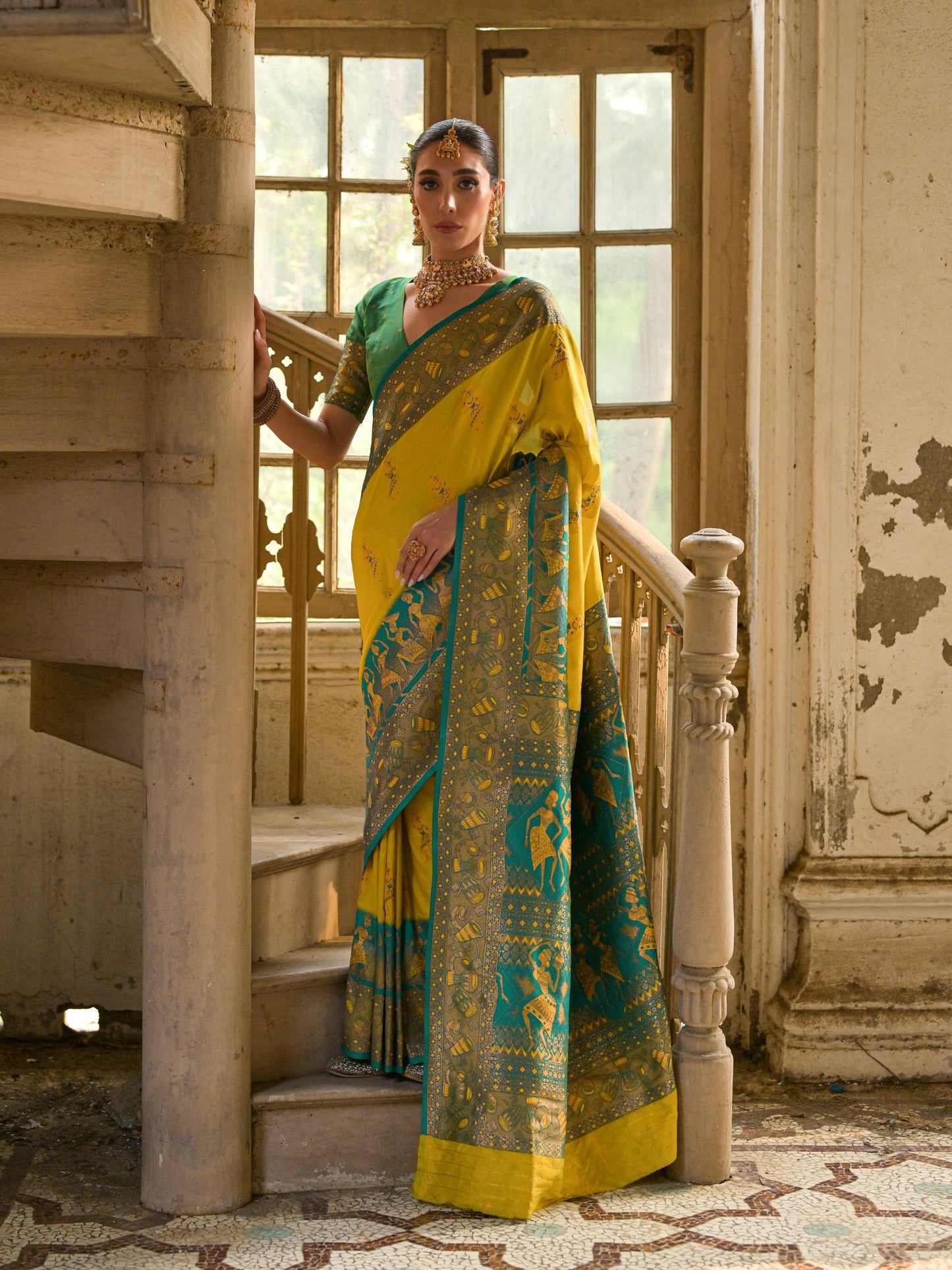 YELLOW BANARASI SILK WOVEN SAREE