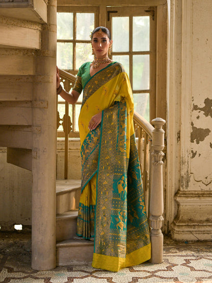 YELLOW BANARASI SILK WOVEN SAREE