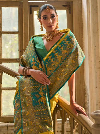YELLOW BANARASI SILK WOVEN SAREE