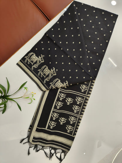 Classic Handloom Weave Saree-BLACK
