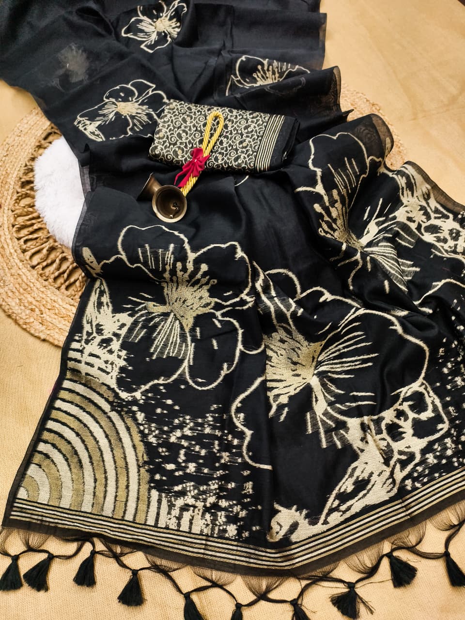 Premium Svarna Kusum Noir Saree- BLACK