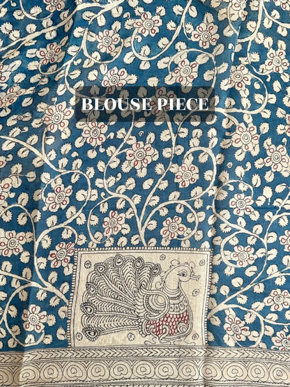 Classic Tussar Silk Floral Print Saree with Unstitched Blouse