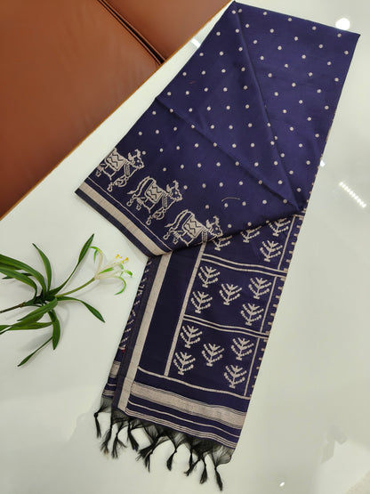 Classic Handloom Weave Saree- BLUE