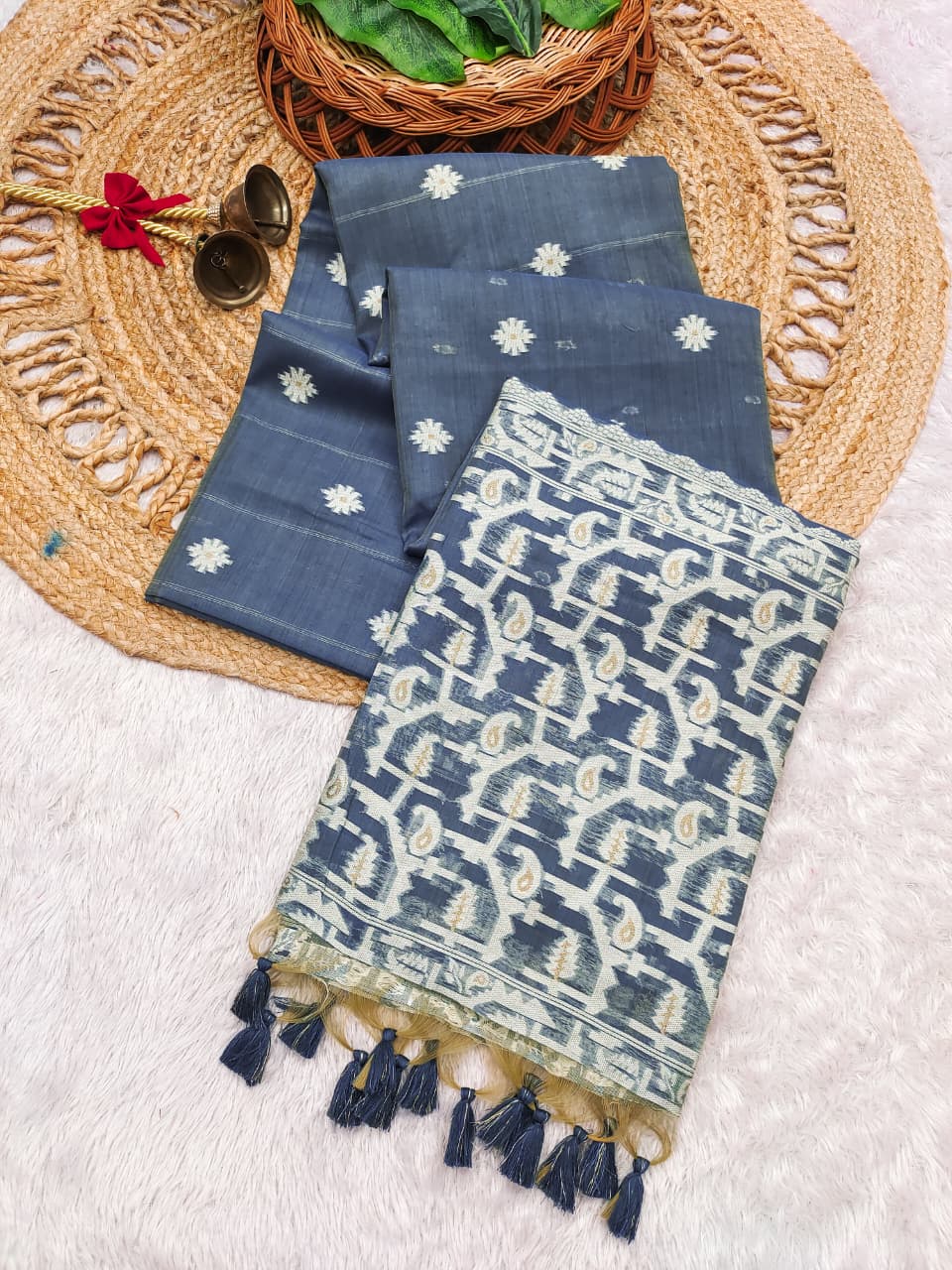 Graceful Chanderi Cotton Saree with Traditional Craft - BLUE