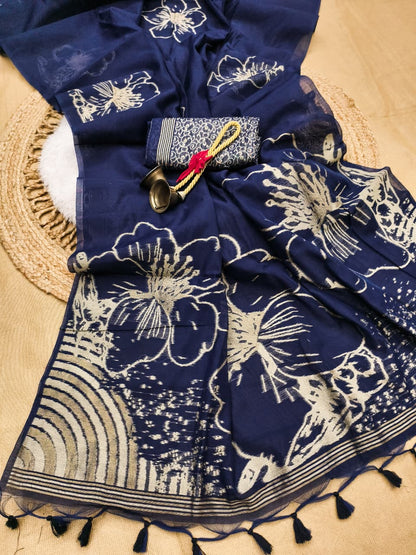Premium Svarna Kusum Noir Saree- BLUE