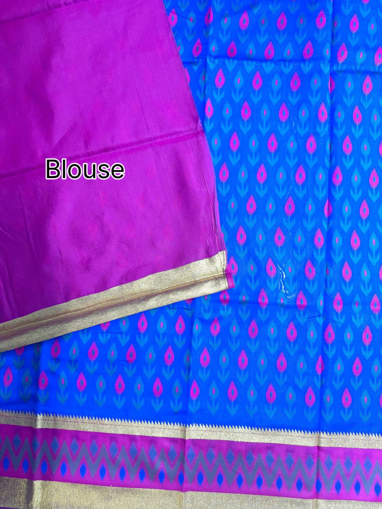 POCHAMPALLY IKKAT SILK SAREE -  BLUE