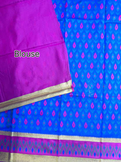 POCHAMPALLY IKKAT SILK SAREE -  BLUE
