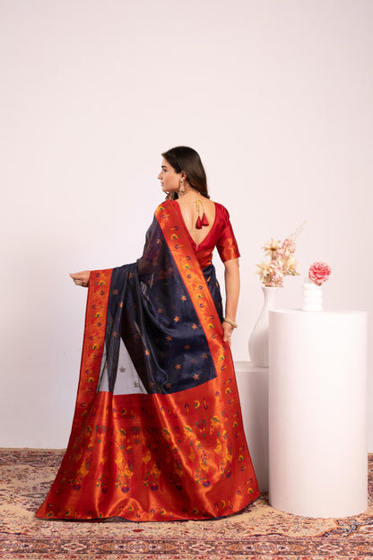 Pure Banarasi Paithani Silk Saree - BLUE