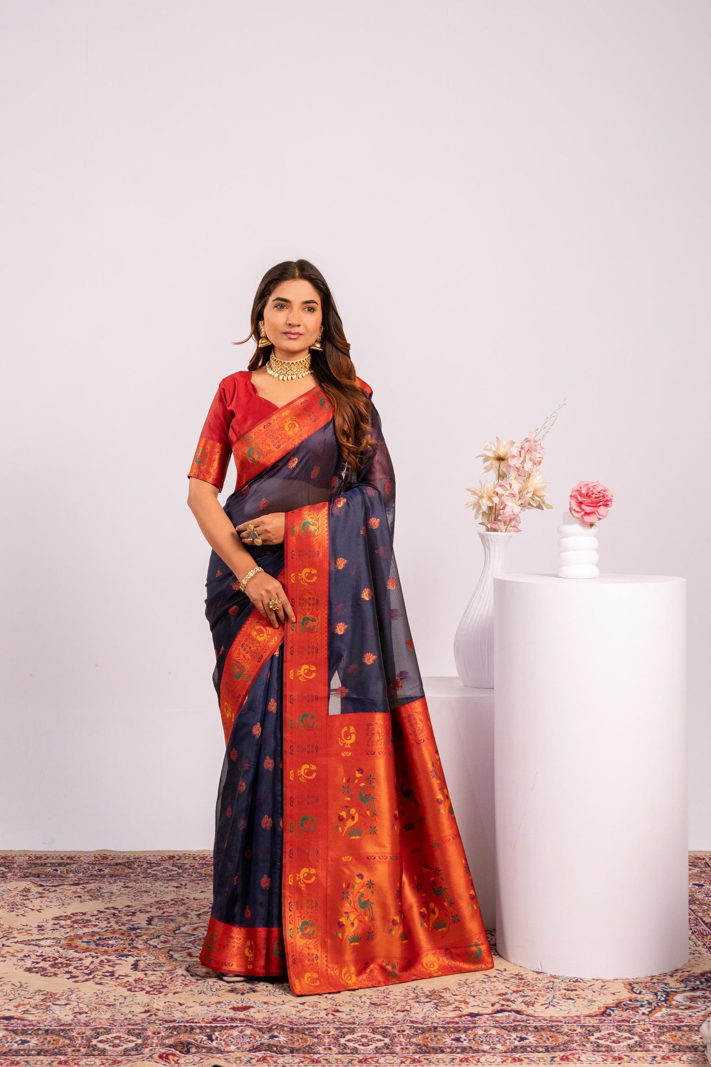Classic Banarasi Paithani with Traditional Zari - BLUE